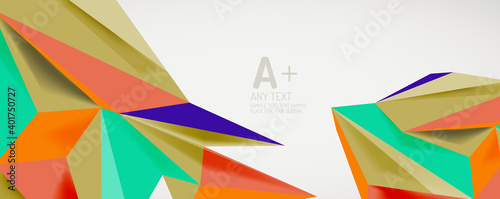 Vector triangle geometric backgrounds. Low poly 3d shape on light backdrop. Vector illustration for covers  banners  flyers and posters and other designs