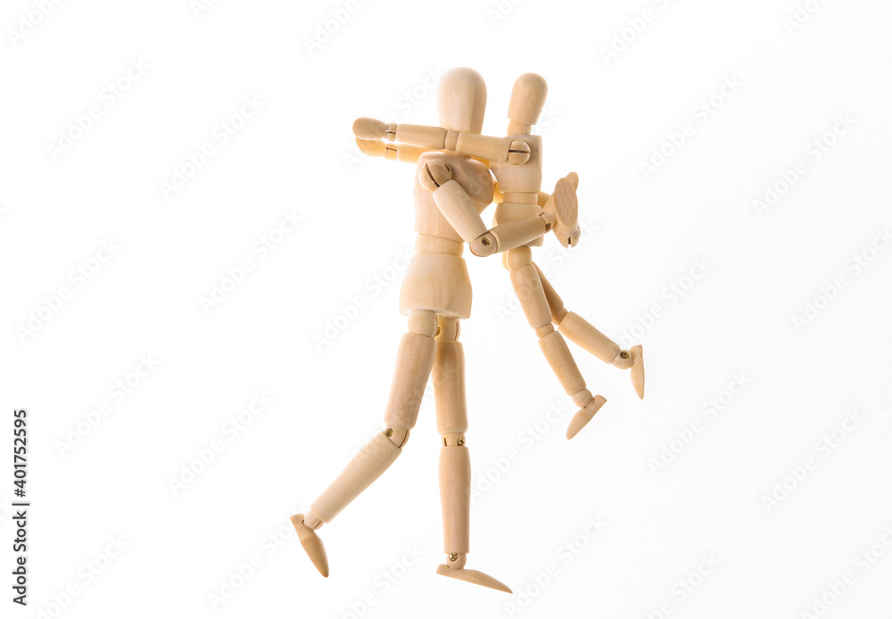Family concept. Fatherhood. Spending time with children. Two puppet personified father and son are spending time together playing and fooling around Family concept. Fatherhood. Spending time with children. Two puppet personified father and son are spending time together playing and fooling around