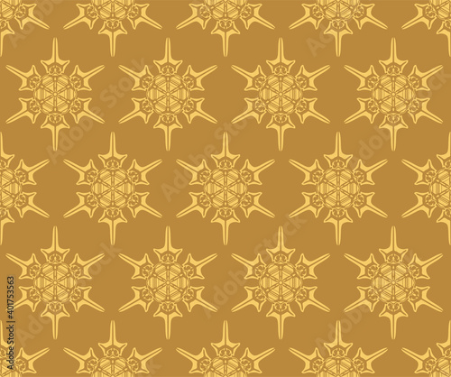Japanese Gold Snowflake Vector Seamless Pattern