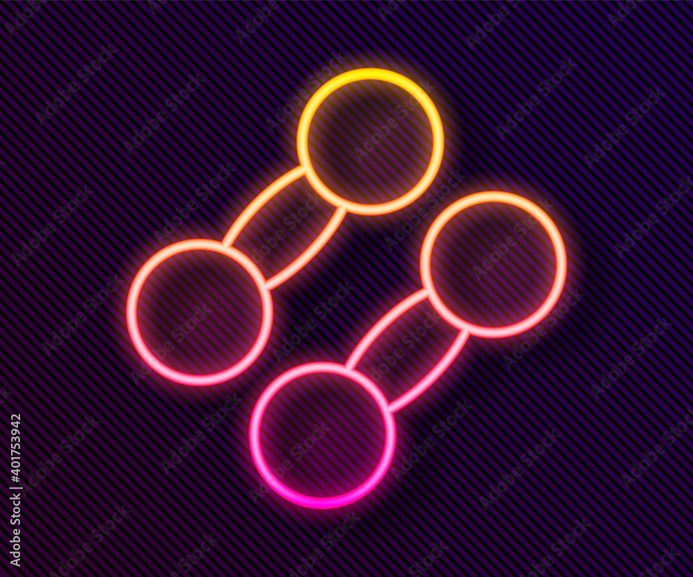 Glowing neon line Dumbbell icon isolated on black background. Muscle lifting icon, fitness barbell, gym, sports equipment, exercise bumbbell. Vector. Glowing neon line Dumbbell icon isolated on black background. Muscle lifting icon, fitness barbell, gym, sports equipment, exercise bumbbell. Vector.