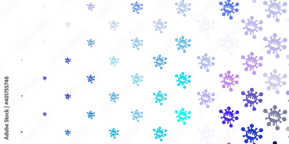 Light pink, blue vector background with covid-19 symbols. Light pink, blue vector background with covid-19 symbols.