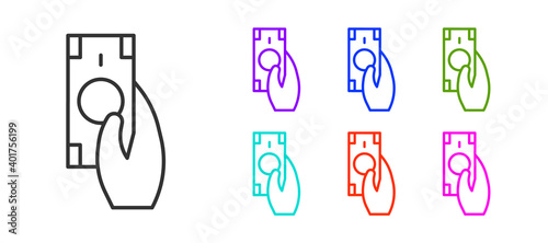 Black line Fast payments icon isolated on white background. Fast money transfer payment. Financial services, fast loan, time is money, cash back concept. Set icons colorful. Vector.