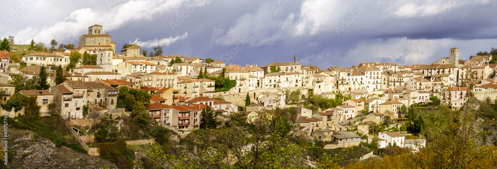Fototapeta premium Cityscape of Sepulveda. Medieval city on top of a hill. Segovia Australia 