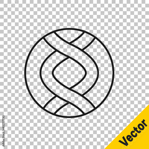 Black line DNA symbol icon isolated on transparent background. Genetic engineering, genetics testing, cloning, paternity testing. Vector.