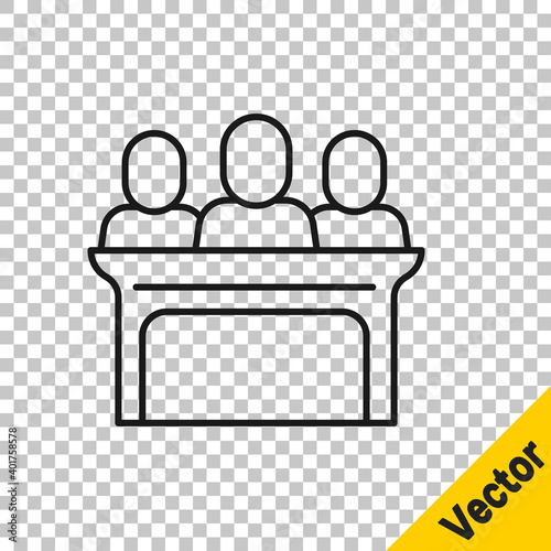 Black line Jurors icon isolated on transparent background. Vector.