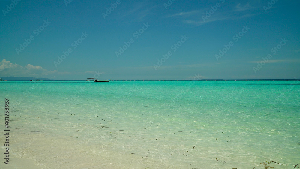 Seascape with beautiful tropical beach. Panglao, Philippines. Summer and travel vacation concept.