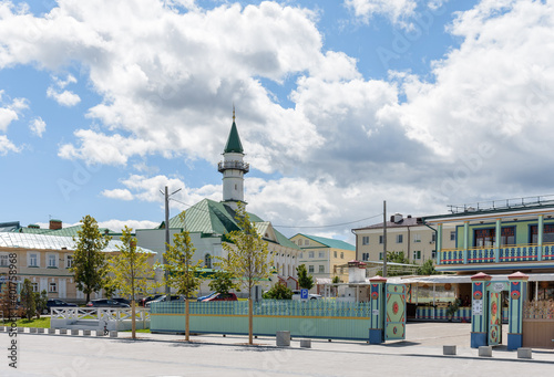 KAZAN, RUSSIA - June, 2020. Historical Tatar district Tatarskaya Sloboda on theShigabetdin Marjani street, church photo