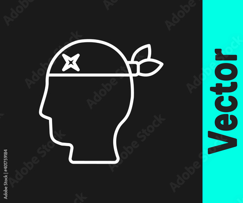 White line Pirate captain icon isolated on black background. Vector.