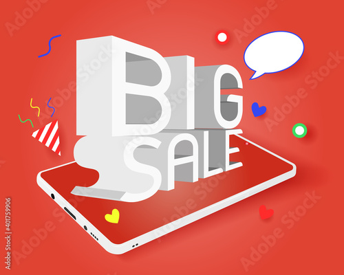 smartphone big sale new year concept. vector illustrationvector illustration
