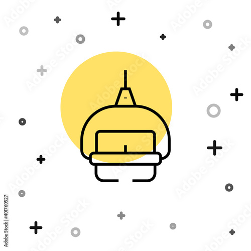 Black line Ski lift icon isolated on white background. Random dynamic shapes. Vector.