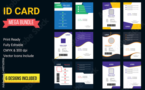 Id Card Template, dentification id badge, Personal Identification, plastic card identity, Identification badge for male or female with name and signature vector design layout,