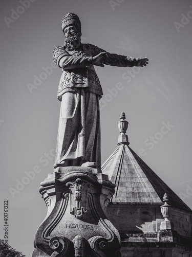 A grayscale shot of the statue of Herod Antipas, ortugal photo