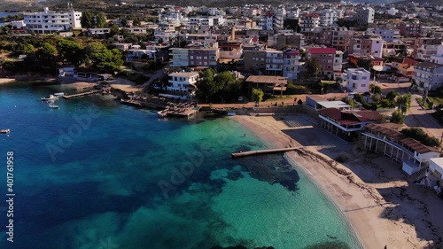 4K Aerial drone fly over the sea