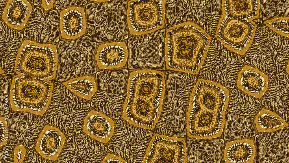 African fabric, cotton – Textured and seamless pattern – golden and brown colors, photo  