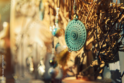 .Vintage old circly medal with ornament.