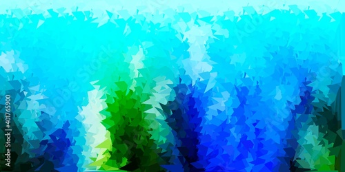 Light blue, green vector gradient polygon wallpaper. © Guskova