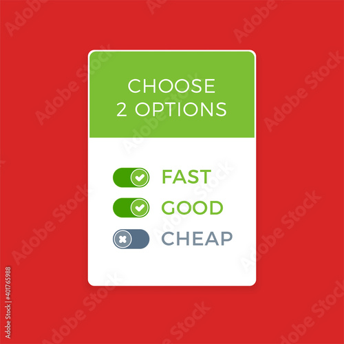 The notification bar of Good, Fast and Cheap. vector Illustration