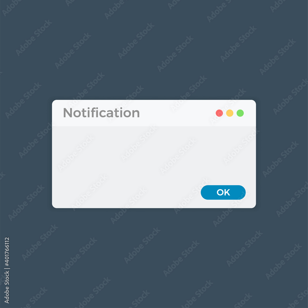 The Notification pop up. Isolated Vector Illustration