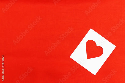 Templates for greeting card white heart on a red background, with a copy of the space for your text. Valentine's day, love