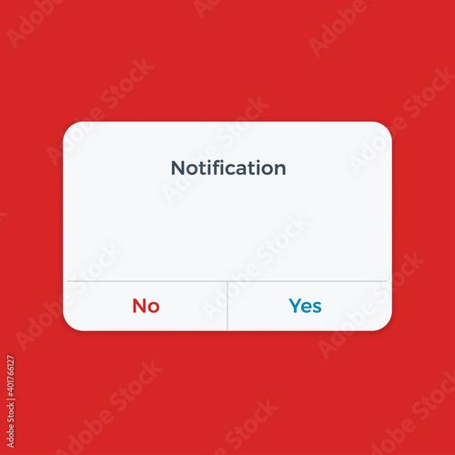 The Notification pop up on the red background. Vector Illustration photo