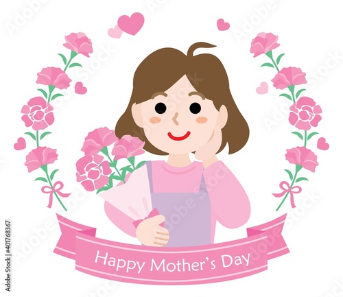 母の日のお母さんとHappy Mother's Day のタイトル