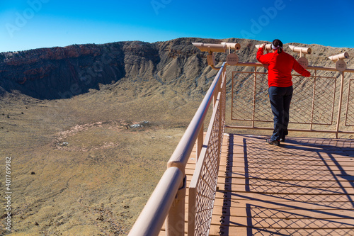 Meteor Crater is a meteorite impact crater. The site was formerly known as the Canyon Diablo Crater, Arizona, USA photo