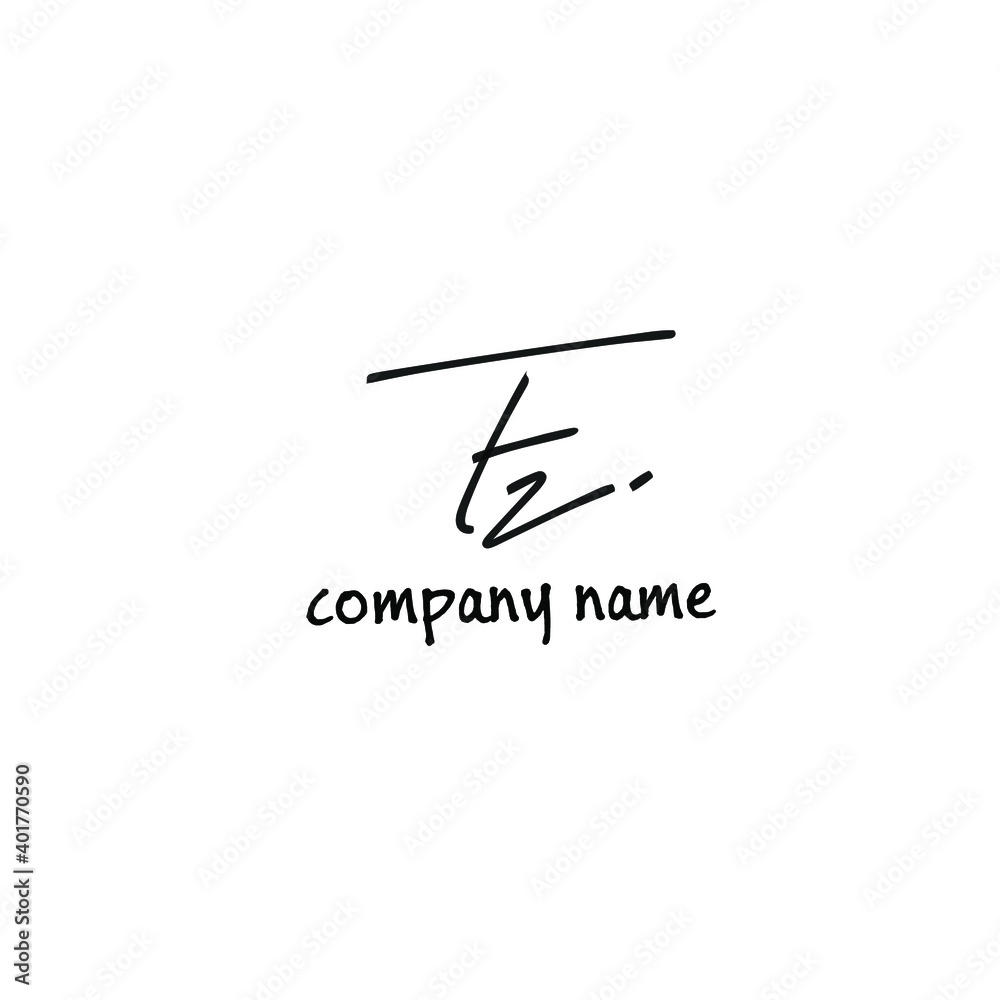 Fz Initial handwriting or handwritten logo for identity. Black logo with signature and hand-drawn style on white background. Fz Initial handwriting or handwritten logo for identity. Black logo with signature and hand-drawn style on white background.
