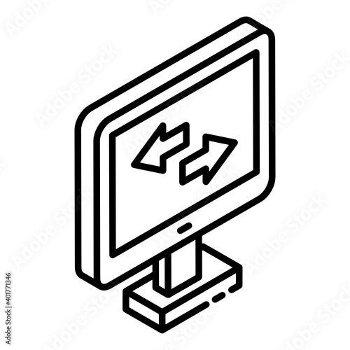 
Glyph isometric icon of data transferring showing data sharing 
