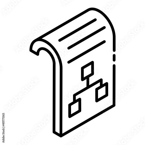 
Description, glyph isometric icon of draft
