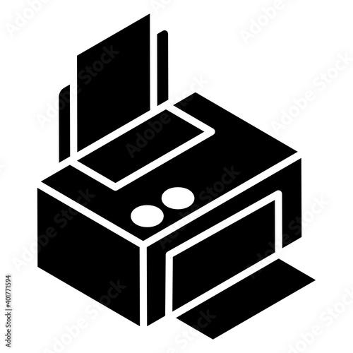 
Printer glyph isometric icon, photocopier device 
