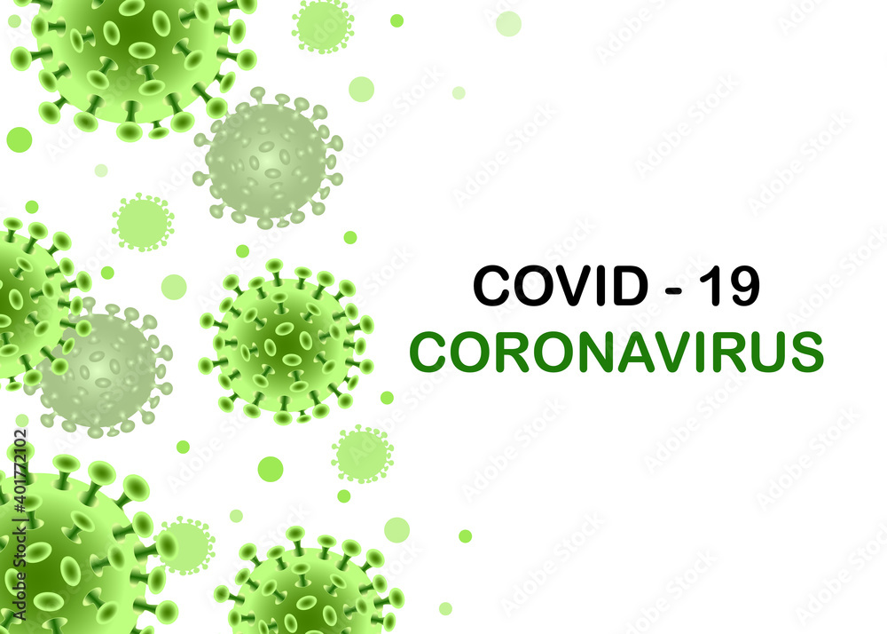 Coronavirus (COVID-19) is green. Infectious virus design over white background. Beautiful template, banner for media, websites, publications, news, prints. Coronavirus (COVID-19) is green. Infectious virus design over white background. Beautiful template, banner for media, websites, publications, news, prints.