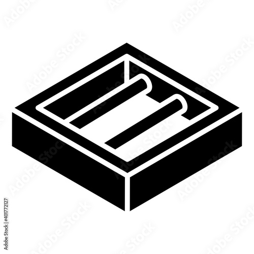 
A metal or aluminium scaffolding frame, glyph isometric icon
