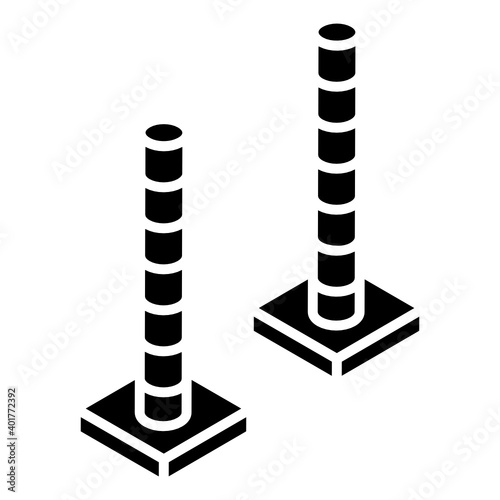 
Icon of construction poles in glyph isometric design

