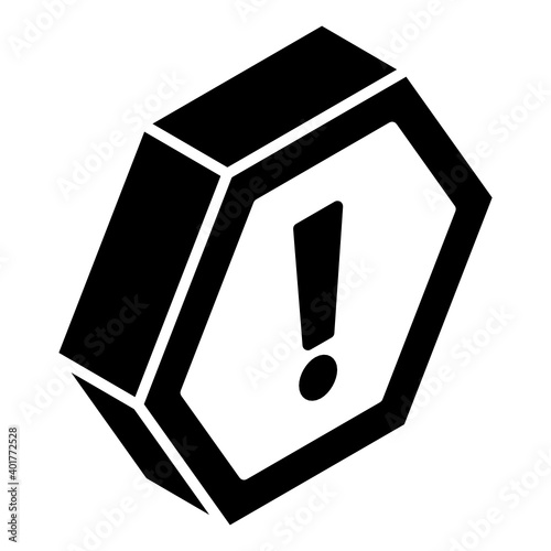 
Alert caution, commonly used as a construction sign, glyph isometric icon
