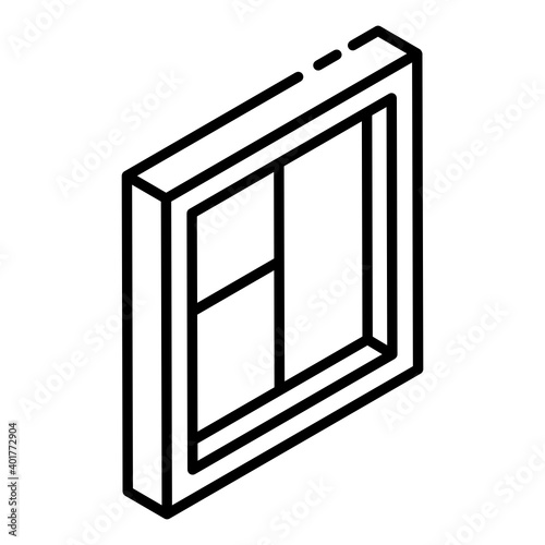 
A glyph isometric icon of a glass window
