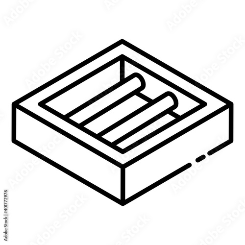
A metal or aluminium scaffolding frame, glyph isometric icon
