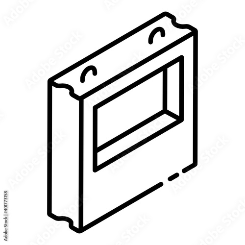 
An icon of concrete barricade in glyph isometric design
