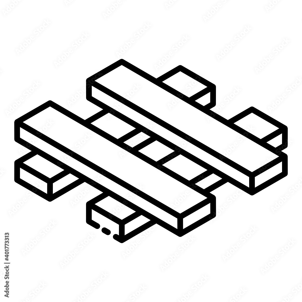 A pallet or wood frame, glyph isometric icon