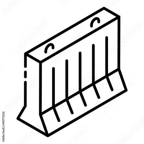 
Icon of a concrete barrier in glyph isometric design
