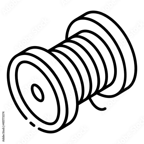 
Wire spool icon, glyph isometric editable design
