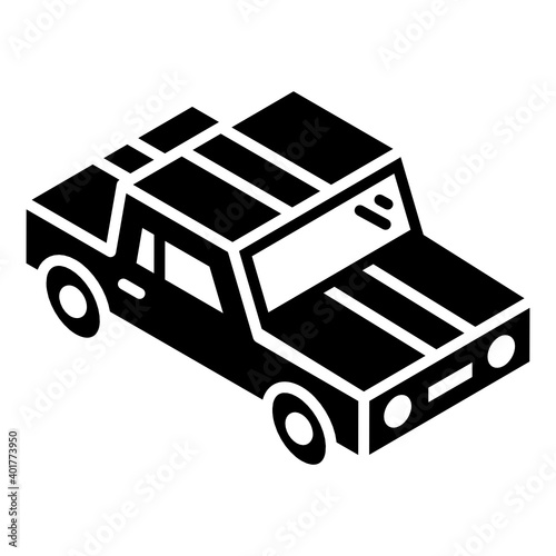 
A public transport icon, glyph isometric design of taxi 
