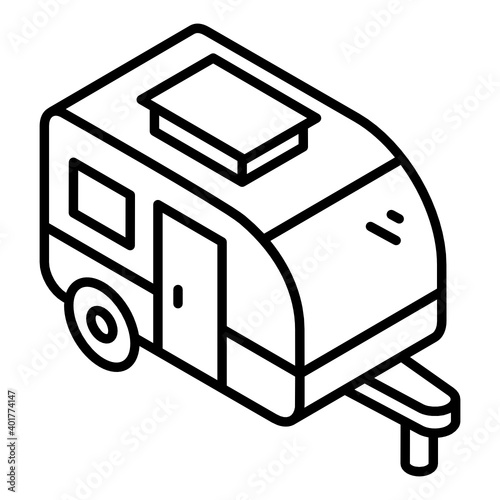 
Icon of self propelled vehicle, glyph isometric design of caravan vector 
