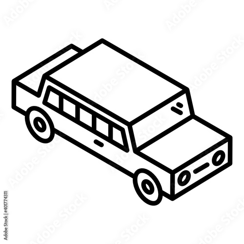 
A luxury car icon of private transport in glyph isometric design
