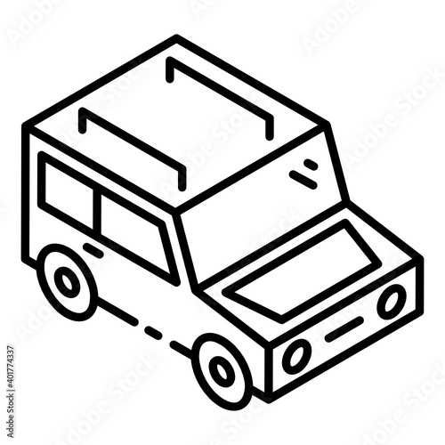 
An icon design of off road car, editable vector 
