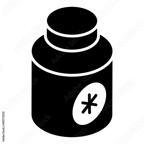 
Medicine bottle in glyph isometric icon 
