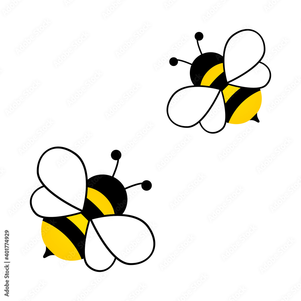 Bees flying. Cartoon bee set icon isolated on the white background Stock Vector | Adobe Stock Bees flying. Cartoon bee set icon isolated on the white background Stock Vector | Adobe Stock