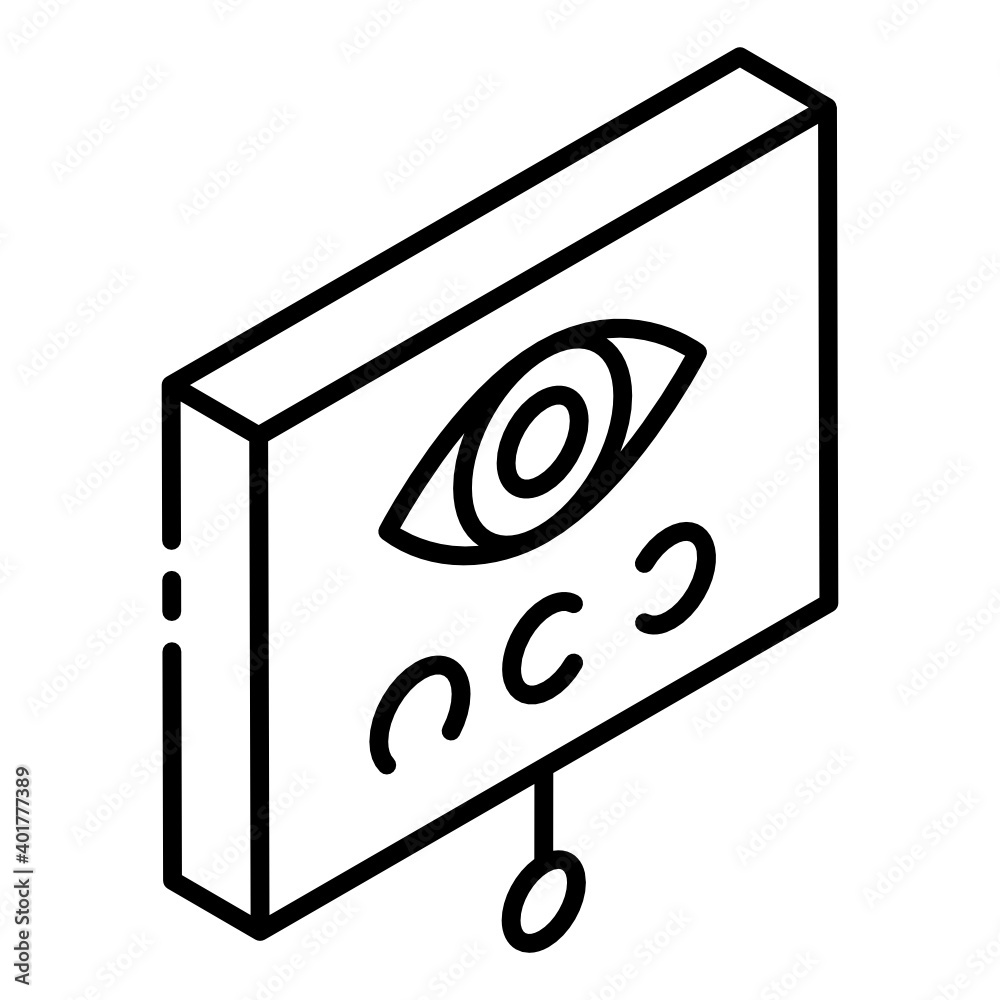 Optics test in glyph isometric customized icon 