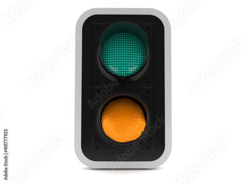 Orange inside green traffic light