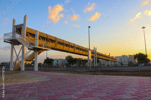 Typical Pedestrian bridge in Abudhabi city UAE photo