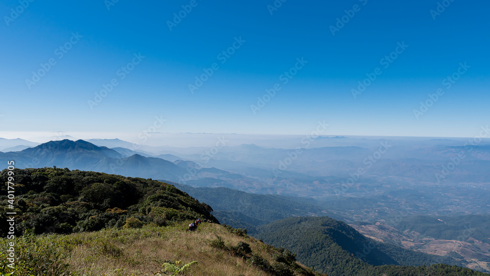 Obraz premium Mountains and Sky at Kio Mae Pan, Chiang Mai Attractions, Thailand